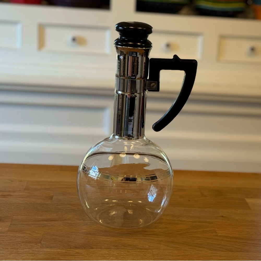 ☕️ Vintage Inland Glass Mid-Century Modern Coffee Carafe with Wood & Cork Top